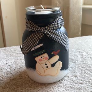 Tall holiday tea light candle jar